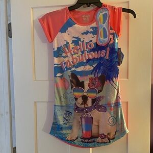 🆕 Colorful Dog Print Nightgown “Hello Fabulous!” with Eye Mask 💤😴